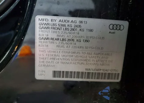 2014 Audi Q5 Premium Plus z USA, uszkodzony, nr VIN WA1LFAFP1EA010750